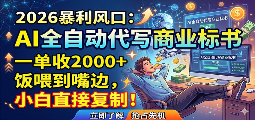 AI全自动代写商业标书，一单收2000+，饭喂到嘴边，小白直接复制-爱尚网赚