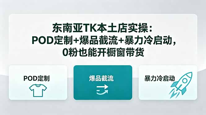 东南亚TK本土店实操-5月更新：POD定制+爆品截流+暴力冷启动，0粉也能开橱窗带货-爱尚网赚