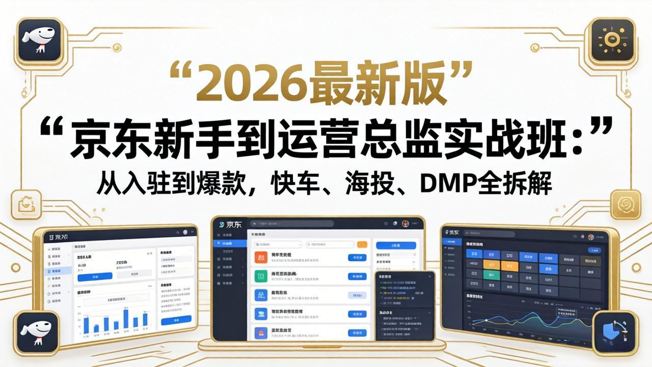 京东新手到运营总监实战班：从入驻到爆款，快车、海投、DMP全拆解，2026最新版-爱尚网赚