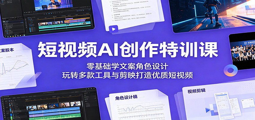 短视频AI创作特训课：零基础学文案角色设计，玩转多款工具与剪映打造优质短视频-爱尚网赚