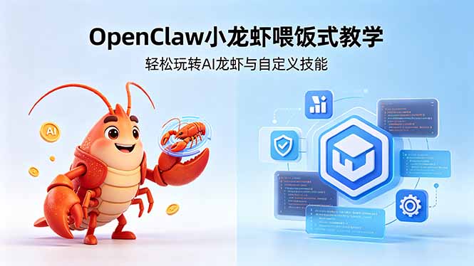 不用懂技术！OpenClaw小龙虾喂饭式教学，轻松玩转AI龙虾与自定义技能-爱尚网赚