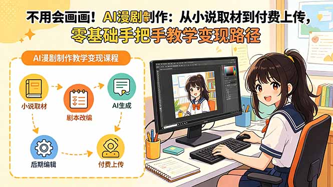 不用会画画！AI漫剧制作：从小说取材到付费上传，零基础手把手教学变现路径-爱尚网赚