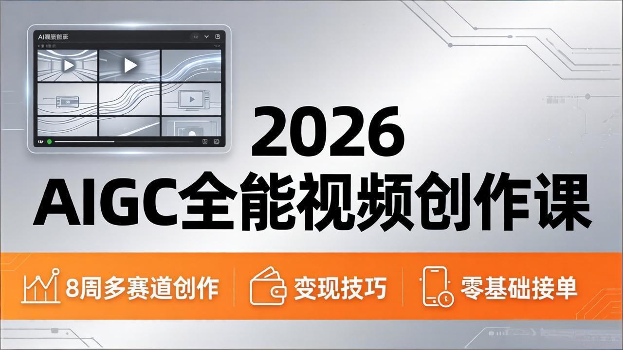 2026AIGC全能视频创作课，8周吃透多赛道创作+变现，零基础也能高效出片接单-爱尚网赚