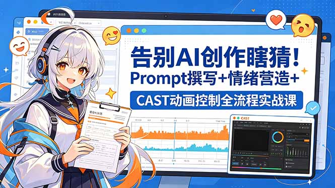 告别AI创作瞎猜！Prompt撰写+情绪营造+CAST动画控制全流程实战课-爱尚网赚