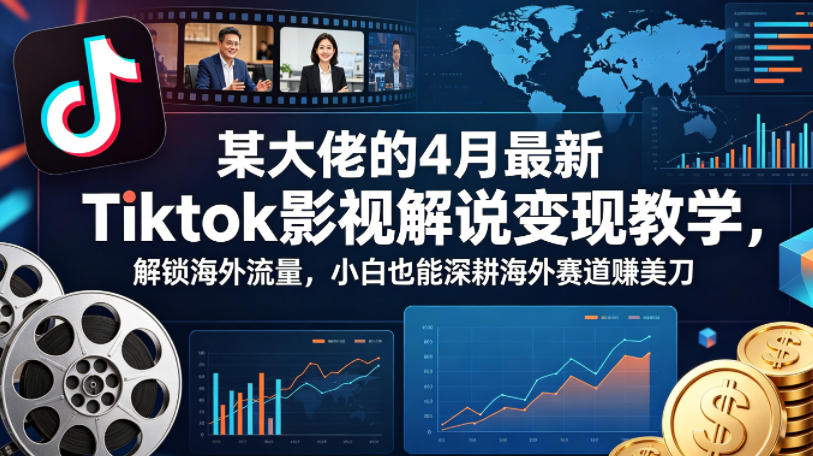 某大佬的4月最新Tiktok影视解说变现教学，解锁海外流量，小白也能深耕海外赛道賺美刀-爱尚网赚