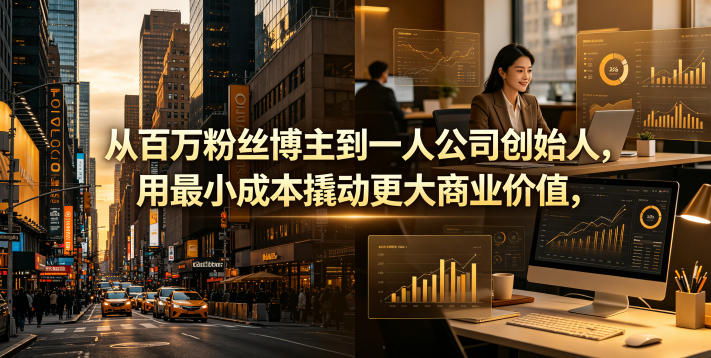 从百万粉丝博主到一人公司创始人，用最小成本撬动更大商业价值-爱尚网赚