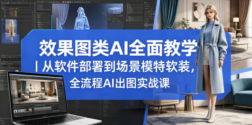 效果图类AI全面教学｜从软件部署到场景模特软装，全流程AI出图实战课-爱尚网赚