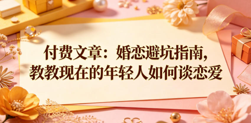 付费文章：婚恋避坑指南，教教现在的年轻人如何谈恋爱-爱尚网赚