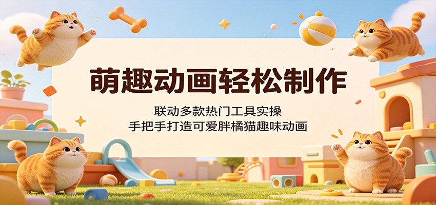萌趣动画轻松制作，联动多款热门工具实操，手把手打造可爱胖橘猫趣味动画-爱尚网赚