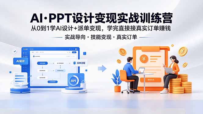 AI·PPT设计变现实战训练营，从0到1学AI设计+派单变现，学完直接接真实订单赚钱-爱尚网赚