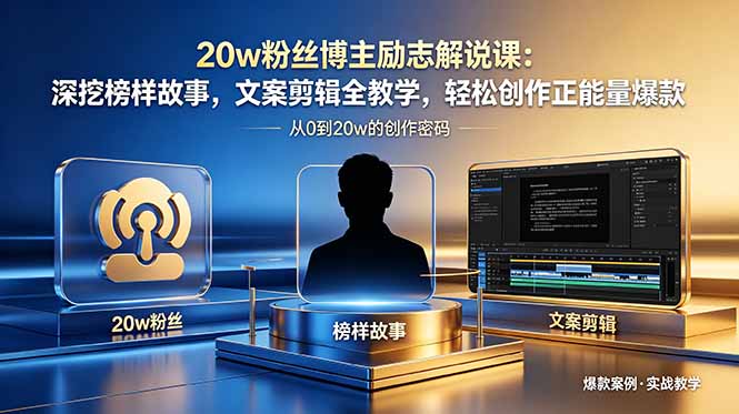 20w粉丝博主励志解说课：深挖榜样故事，文案剪辑全教学，轻松创作正能量爆款-爱尚网赚