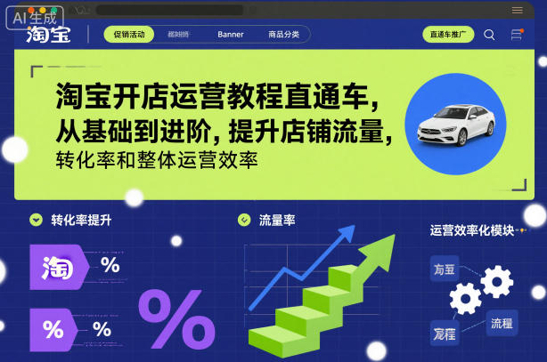 淘宝开店运营教程直通车，从基础到进阶，提升店铺流量，转化率和整体运营效率(更新26年05月27日)-爱尚网赚