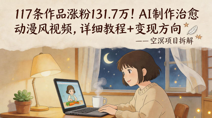 117条作品涨粉131.7W！AI制作治愈动漫风视频，详细教程+变现方向-爱尚网赚