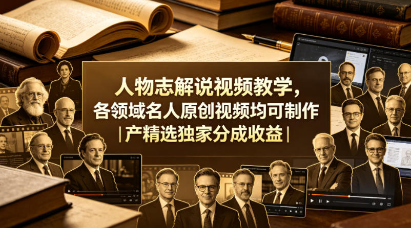 人物志解说视频教学，各领域名人原创视频均可制作丨精选独家分成收益(更新0430)-爱尚网赚