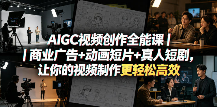 AIGC视频创作全能课｜商业广告+动画短片+真人短剧，让你的视频制作更轻松高效-爱尚网赚