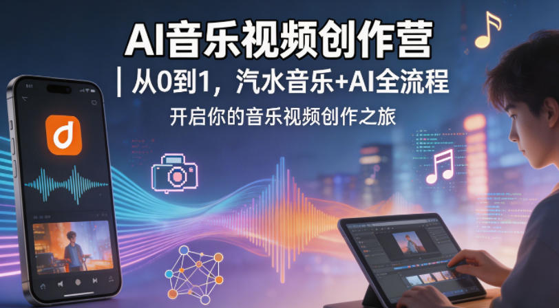 AI音乐视频创作营｜从0到1，汽水音乐+AI全流程，开启你的音乐视频创作之旅-爱尚网赚