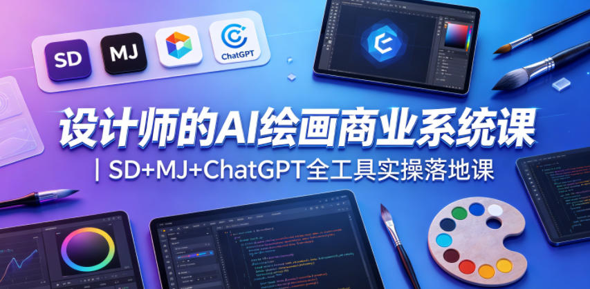 设计师的AI绘画商业系统课｜SD+MJ+ChatGPT全工具实操落地课-爱尚网赚