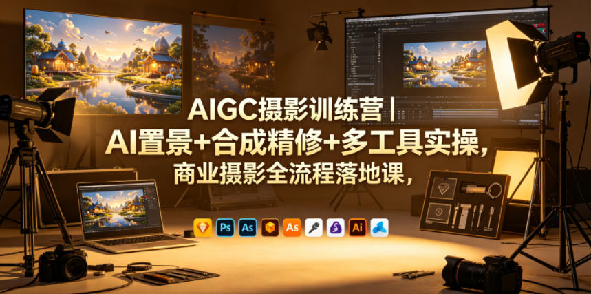 AIGC摄影训练营｜AI置景+合成精修+多工具实操，商业摄影全流程落地课-爱尚网赚