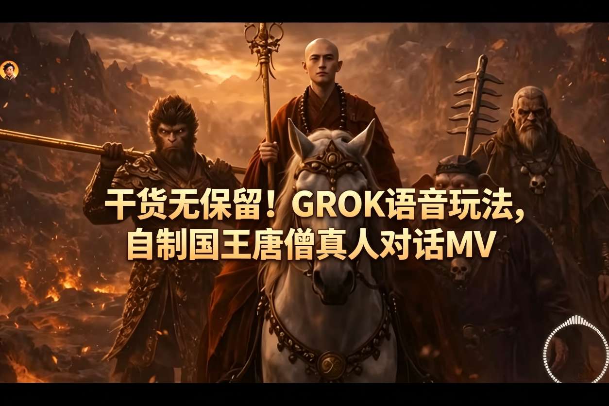 干货无保留！GROK语音玩法，自制国王唐僧真人对话MV-爱尚网赚