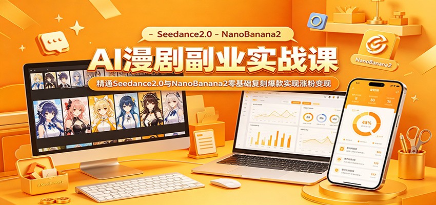 AI漫剧副业实战课：精通Seedance2.0与NanoBanana2零基础复刻爆款实现涨粉变现-爱尚网赚