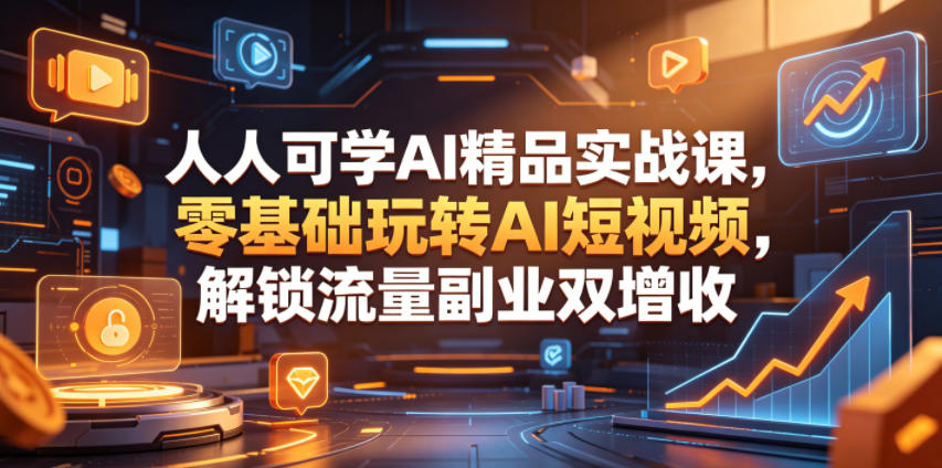 人人可学AI精品实战课，零基础玩转AI短视频，解锁流量副业双增收-爱尚网赚