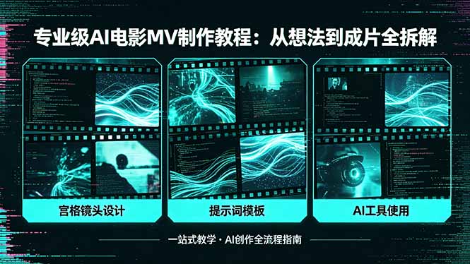 专业级AI电影MV制作教程，从想法到成片全拆解，宫格镜头+提示词模板+AI工具一站式教学-爱尚网赚