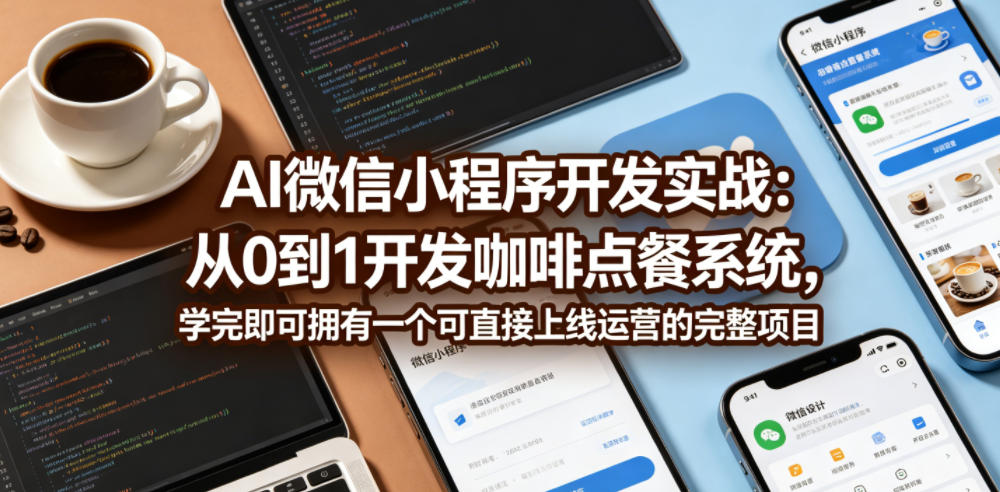 AI微信小程序开发实战：从0到1开发咖啡点餐系统，学完即可拥有一个可直接上线运营的完整项目-爱尚网赚