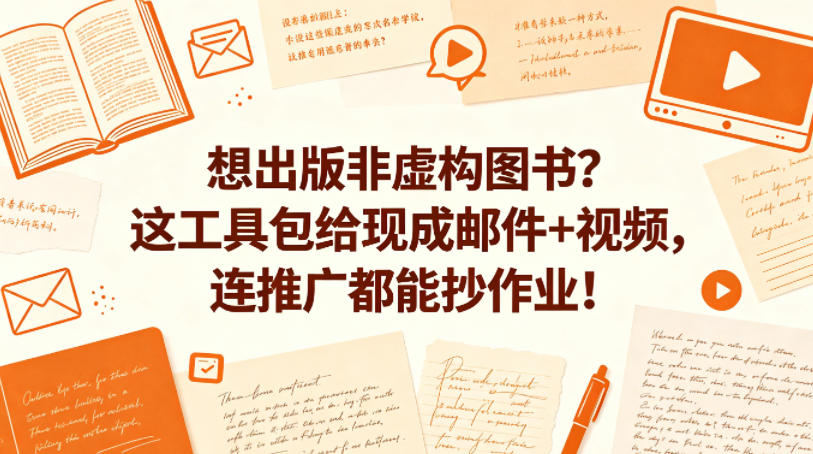 想出版非虚构图书？这工具包给现成邮件+视频，连推广都能抄作业！【原创双语字幕】-爱尚网赚