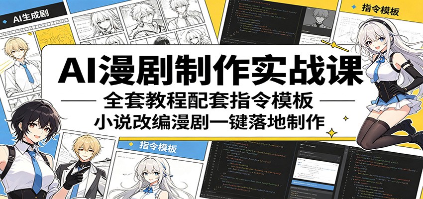 AI漫剧制作实战课：全套教程配套指令模板，小说改编漫剧一键落地制作-爱尚网赚