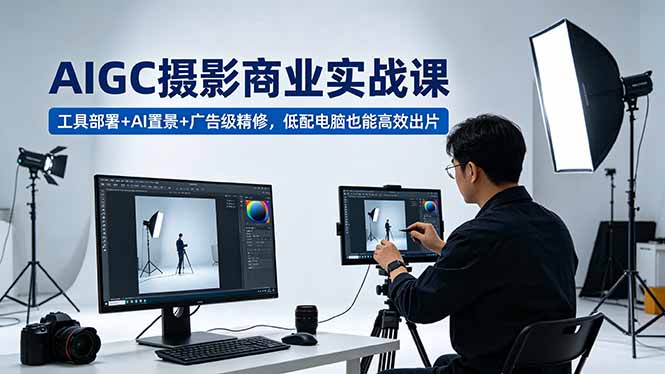 AIGC 摄影商业实战课，工具部署+AI置景+广告级精修，低配电脑也能高效出片-爱尚网赚
