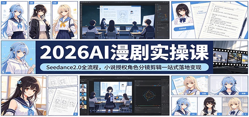 2026AI漫剧实操课：Seedance2.0全流程，小说授权角色分镜剪辑一站式落地变现-爱尚网赚