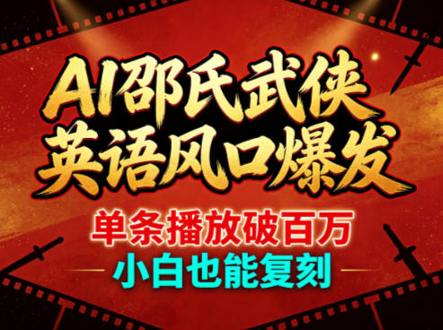 AI邵氏武侠英语风口爆发，单条播放破百万，小白也能复刻-爱尚网赚