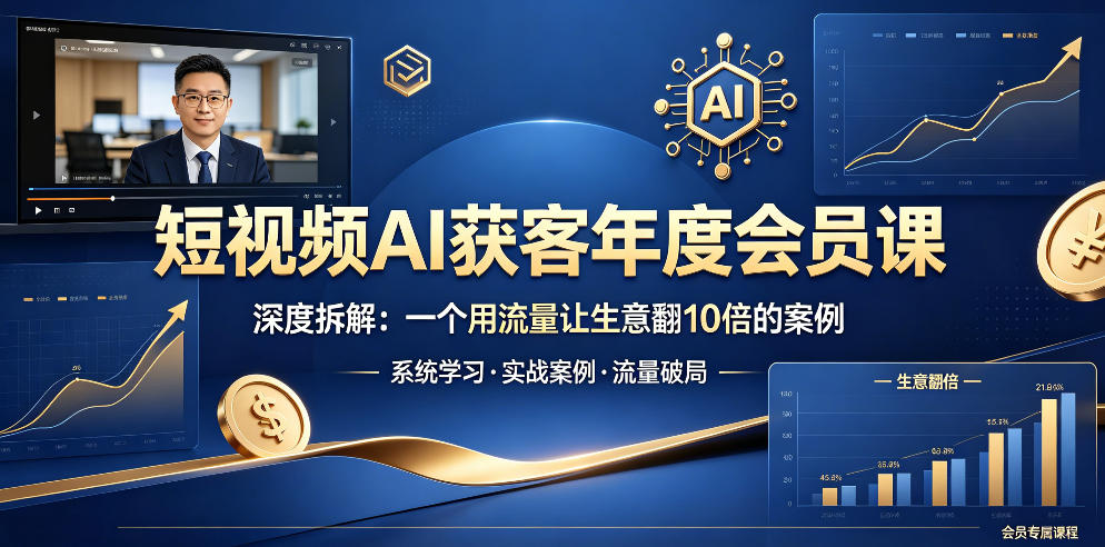 短视频AI获客年度会员课，深度拆解，一个用流量让生意翻10倍的案例-爱尚网赚