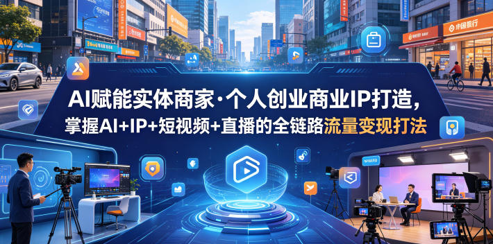 AI赋能实体商家·个人创业商业IP打造，掌握AI+IP+短视频+直播的全链路流量变现打法-爱尚网赚