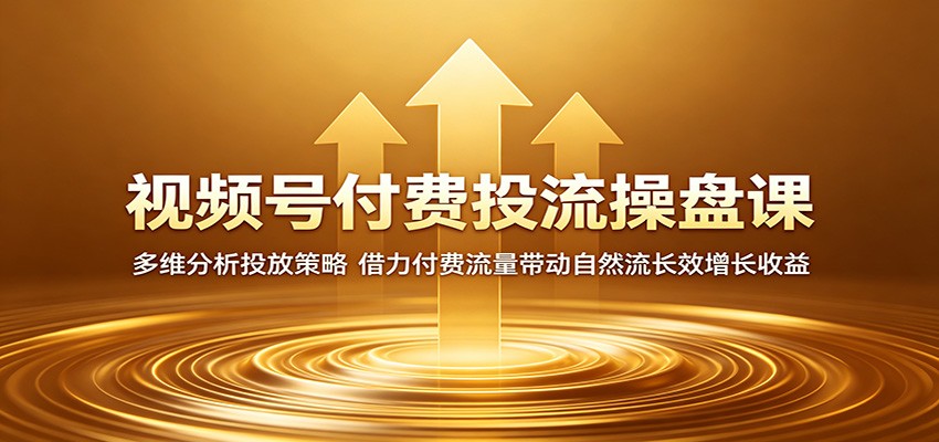 视频号付费投流操盘课：多维分析投放策略，借力付费流量带动自然流长效增长收益-爱尚网赚