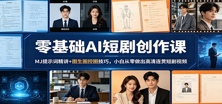零基础AI短剧创作课：MJ提示词精讲+图生图控图技巧，小白从零做出高清连贯短剧视频-爱尚网赚