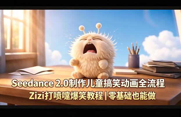 Seedance 2.0制作儿童搞笑动画全流程Zizi打喷嚏爆笑教程｜零基础也能做-爱尚网赚