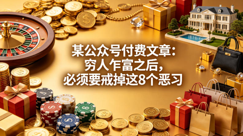 某公众号付费文章：穷人乍富之后，必须要戒掉这8个恶习-爱尚网赚