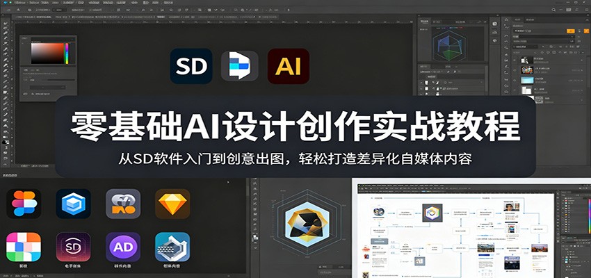 零基础AI设计创作实战教程：从SD软件入门到创意出图，轻松打造差异化自媒体内容-爱尚网赚