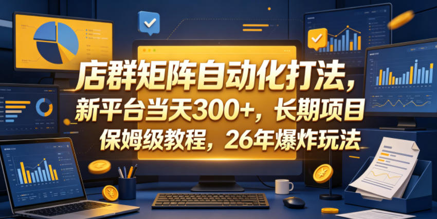 店群矩阵自动化打法，新平台当天300+，长期项目，保姆级教程，26年爆炸玩法【揭秘】-爱尚网赚