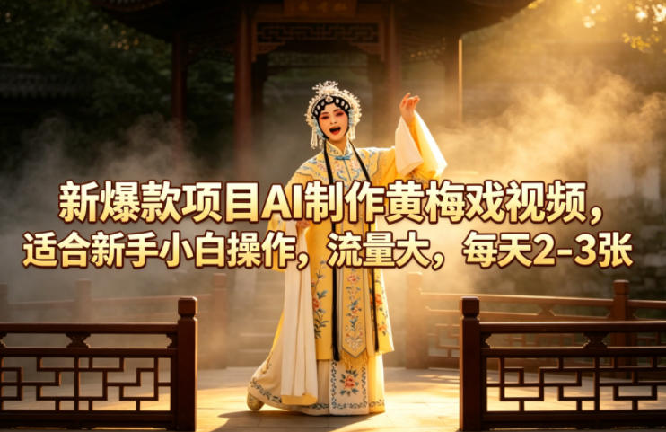 新爆款项目AI制作黄梅戏视频，适合新手小白操作，流量大，每天2-3张-爱尚网赚