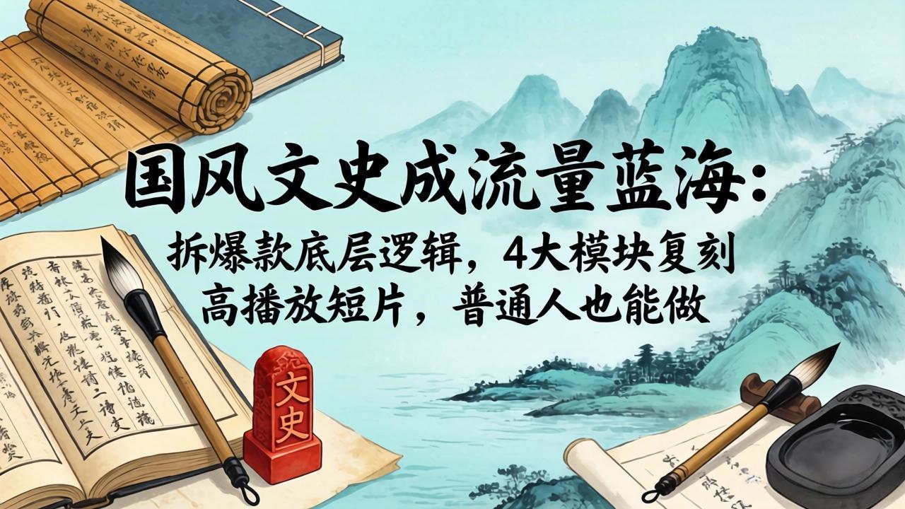 国风文史成流量蓝海：拆爆款底层逻辑，4大模块复刻高播放短片，普通人也能做-爱尚网赚