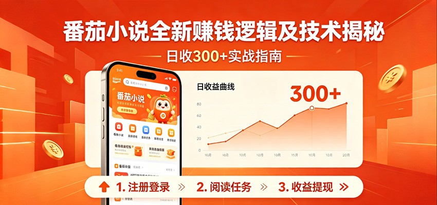 番茄小说全新赚钱逻辑及技术日收300+，小白新书皆可做！无脑赚就行了！-爱尚网赚