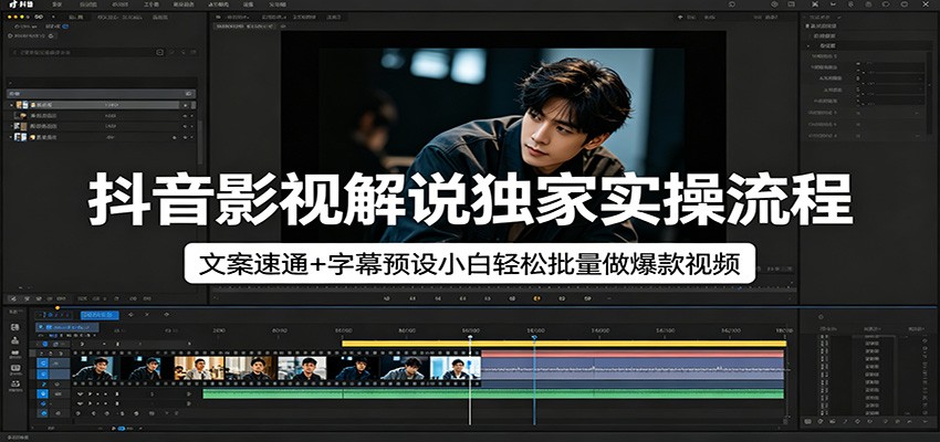抖音影视解说独家实操流程，文案速通+字幕预设小白轻松批量做爆款视频-爱尚网赚