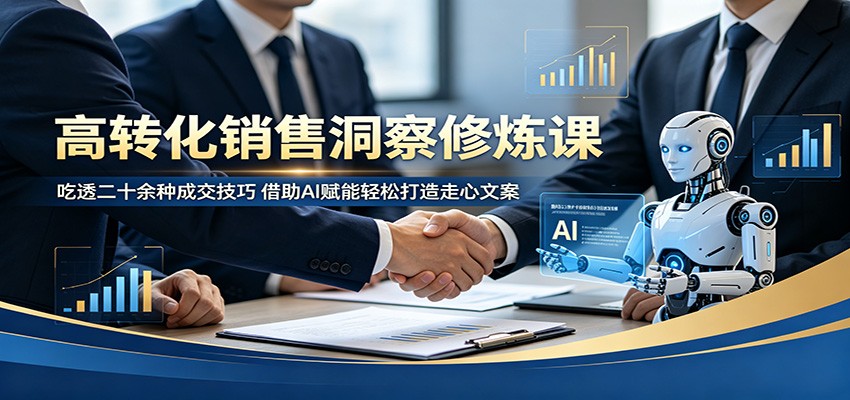 高转化销售洞察修炼课：吃透二十余种成交技巧，借助AI赋能轻松打造走心文案-爱尚网赚