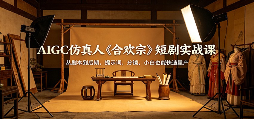 AIGC仿真人《合欢宗》短剧实战课：从剧本到后期，提示词，分镜，小白也能快速量产-爱尚网赚