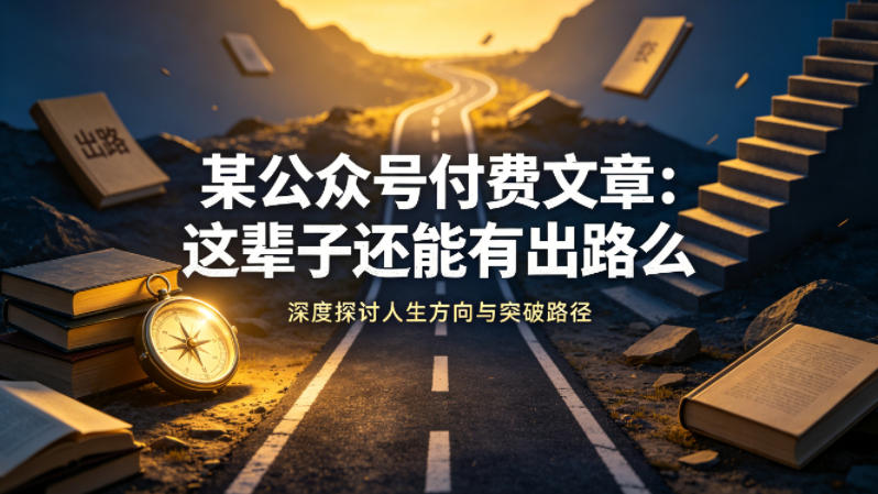 某公众号付费文章：这辈子还能有出路么-爱尚网赚