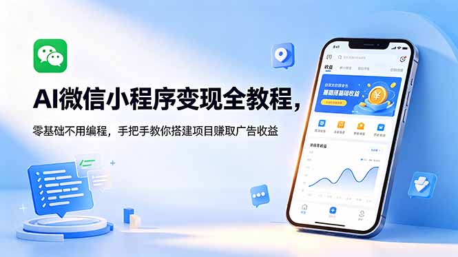 AI微信小程序变现全教程，零基础不用编程，手把手教你搭建项目赚取广告收益-爱尚网赚