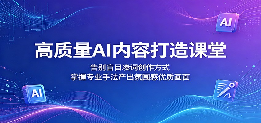 高质量AI内容打造课堂：告别盲目凑词创作方式，掌握专业手法产出氛围感优质画面-爱尚网赚