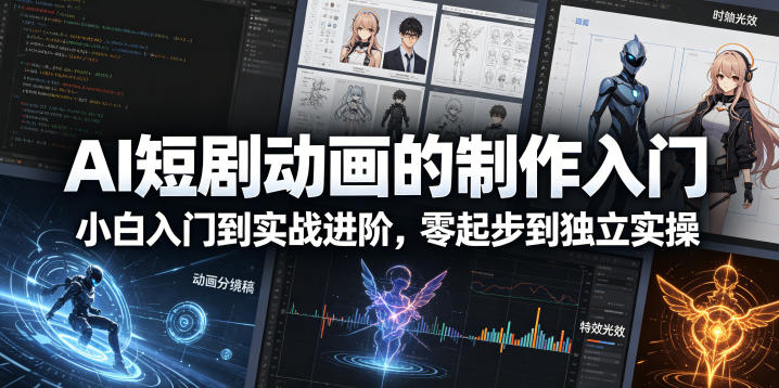 AI短剧动画的制作入门，小白入门到实战进阶，零起步到独立实操-爱尚网赚